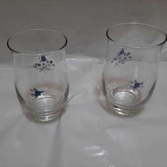 Pfaltzgraff Poetry Blue Rose Pattern drinking glasses set of 2 TUMBLERS - Picture 5 of 15